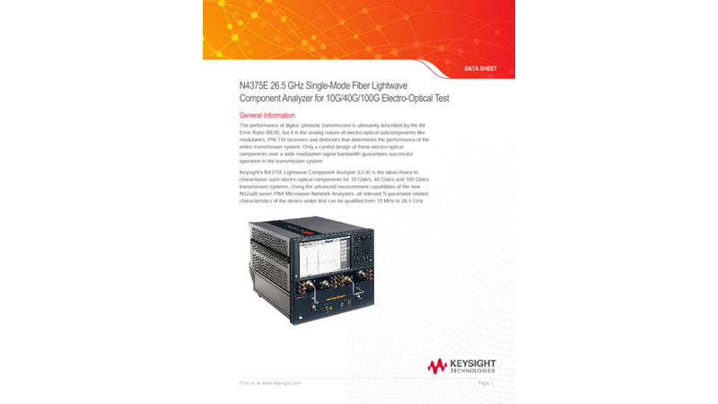 26.5 GHz Single-Mode Fiber Lightwave Component Analyzer